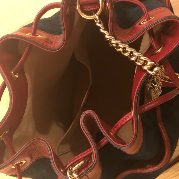 Gucci Bucket Rajah Medium Suede Hobo Bag in Blue NEW WITH DUST BAG - Picture 2 of 13